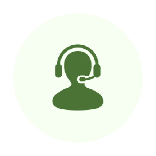 Customer support icon with headset silhouette.