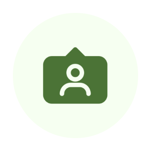 Green user icon on light background.